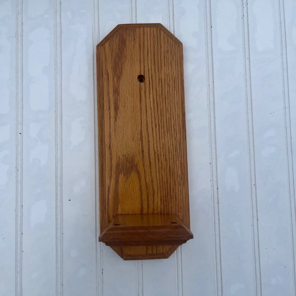 Vintage Solid Oak Wood Wall Hanging Display Shelf Beveled Edge Honey Brown
